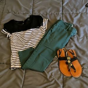 Forest green stretchy crop pants